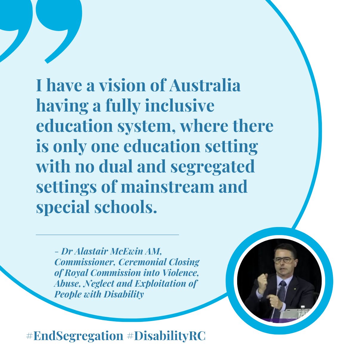 AllMeansAllAus's tweet image. It&apos;s time to #EndSegregation and ensure a fully #InclusiveEducation system for ALL. 

#DisabilityRC