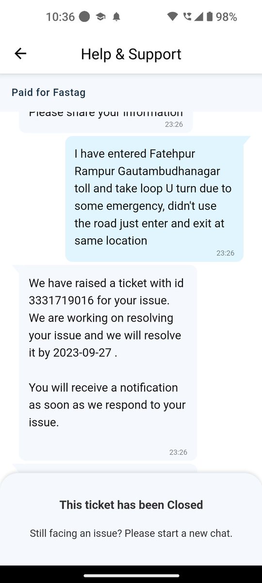 PB18555's tweet photo. Can't be same. I am sharing some tickets number from my Paytm app as a proof.
Paytm support ticket numbers
Closed without solution:
3331719016
3330455725
3329284762 https://t.co/rJmnXVrmoY