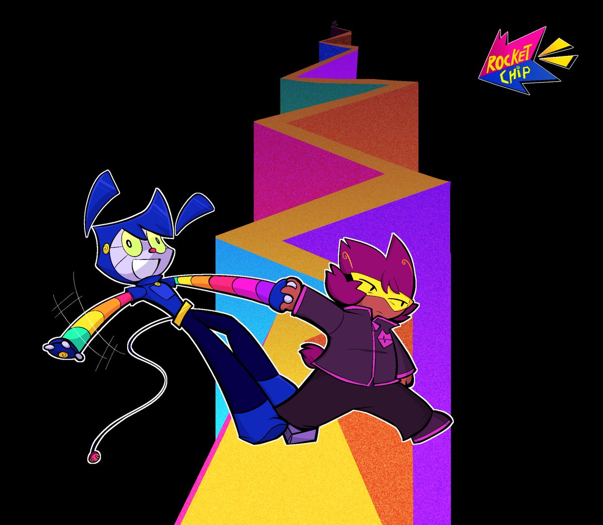 trinketfox's tweet image. 🚀 ROCKET CHIP 💫
Rocket is a gloomy runaway alien. Chip is a fun-loving, slightly glitchy robot! These unlikely friends are stuck together, traveling through a surreal galactic city, trying to find a place where they belong. Even if it means visiting each planet one by one.