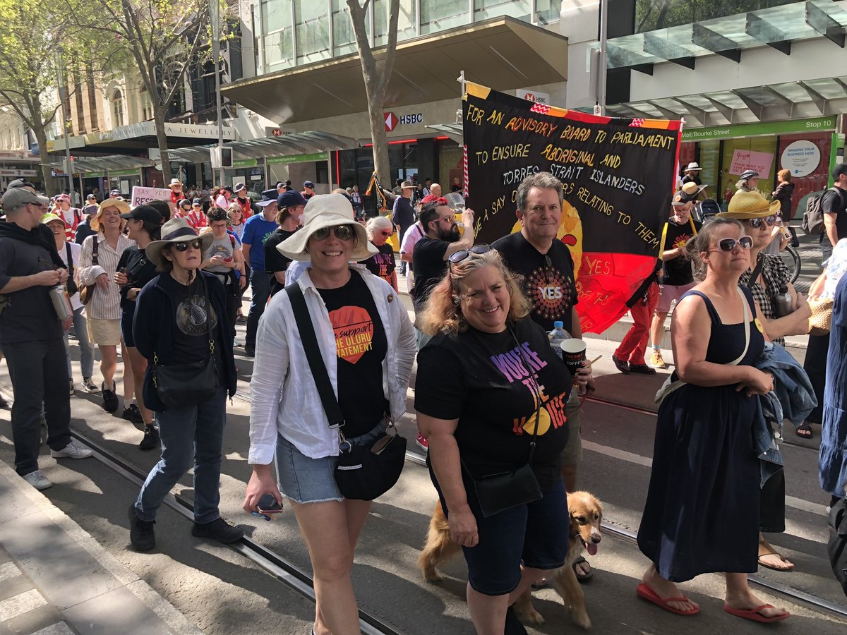 Lowitja and friends #walkforyes in Naarm for a #Voice #HistoryIsCalling #VoteYes @ulurustatement @yes23au