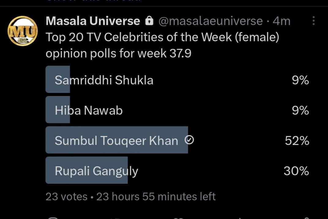 Hello #SumbulSquad Please everyone Follow @masalaeuniverse official page And vote for our Queen Sumbul 💪 #KavyaEkJazbaaEkJunoon #SumbulAsKavya #SumbulTouqeerKhan #Kavyaon25thSep @TeamSumbulFc007