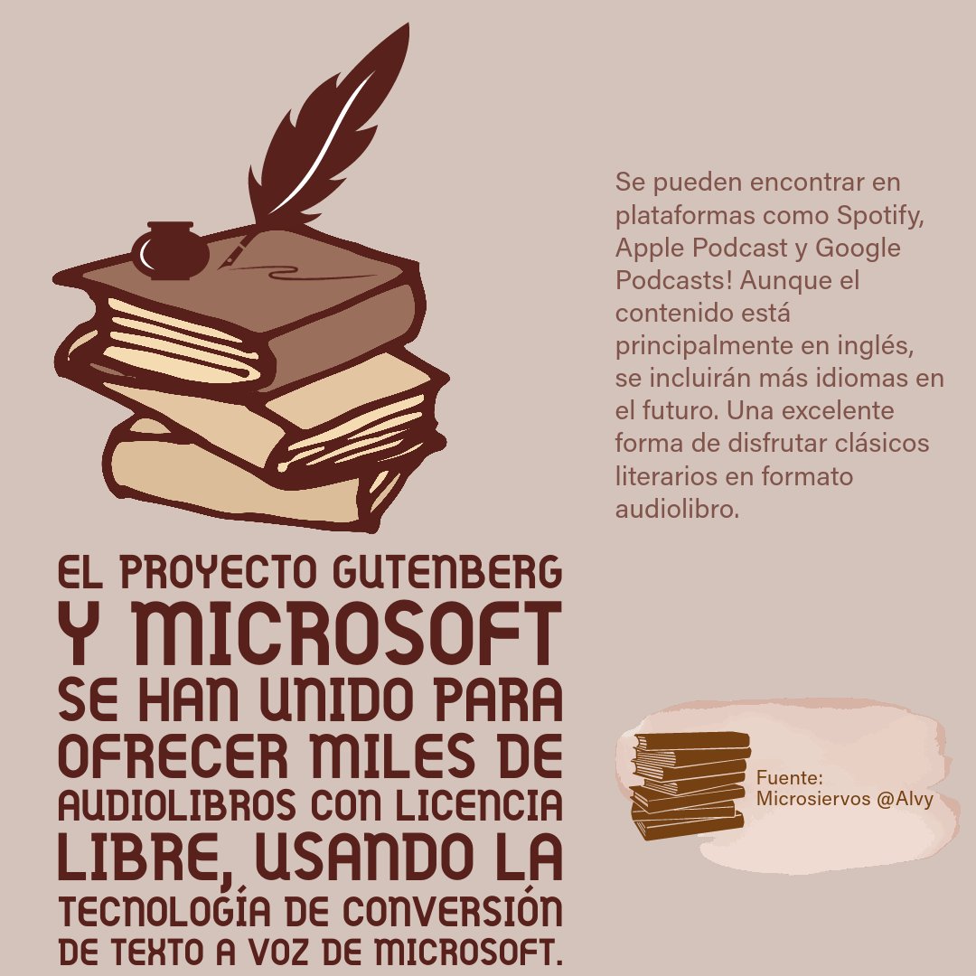 oscarmartincen's tweet photo. 📖 Audiolibros con licencia libre.
#Audiolibros #ProyectoGutenberg #Tecnología #LiteraturaDigital #VozIA #ClásicosEnAudio #CulturaTech
https://t.co/sUMNG1DFg9 https://t.co/BcAKmEQ7mN