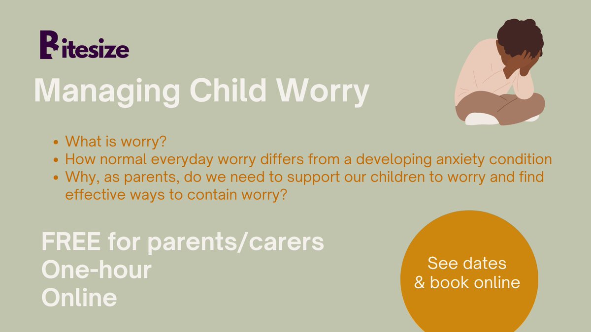 LivCYPMHealth's tweet image. Parents/carers  and professionals can access our FREE virtual bitesize training programmes covering a range of issues, including managing child worry 

📅 26/09/2023
🕐10:00am- 11:00am

book here - liverpoolcamhs.com/events/managin…