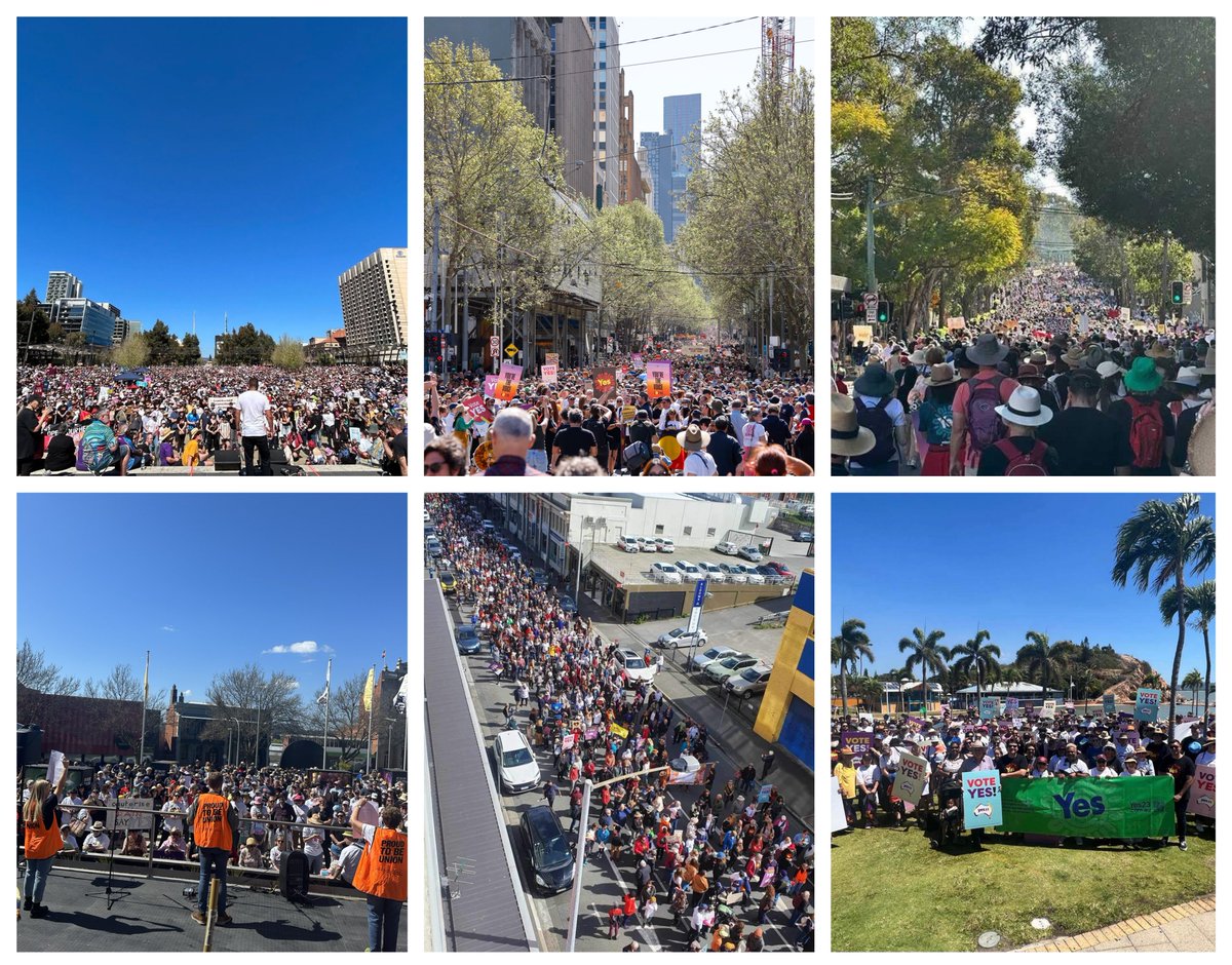 tweeter_vee's tweet image. Adelaide, Melbourne, Sydney, Ballarat, Hobart and Townsville. Absolutely fabulous people power.
#VoteYes #Yes23 #auspol #VoiceToParliament @yes23au 🖤❤️💛