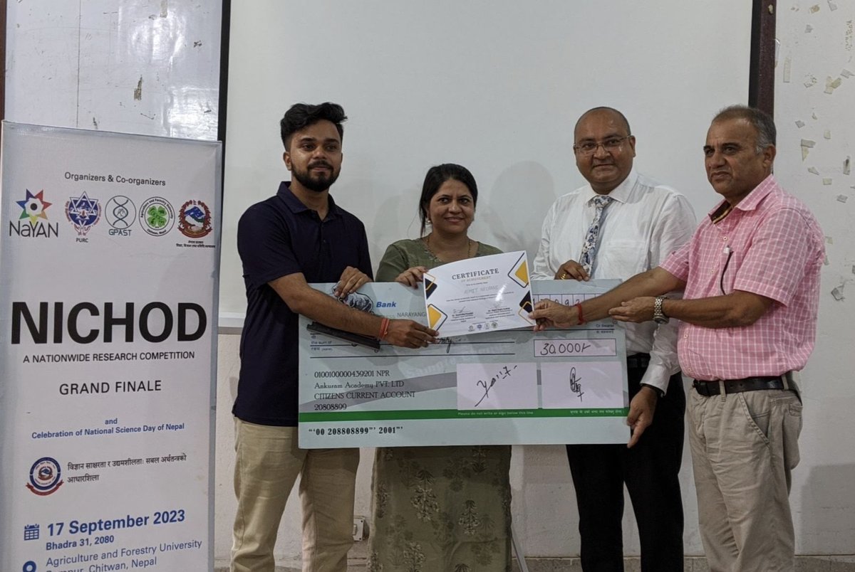 nabinkm's tweet photo. It was an honor to serve as one of the judges during the #NiCHOD Grand Finale held at the Agricultural and Forestry University at Chitwan.
Congratulations to all the finalists and the winners. https://t.co/STlL1Pur4P