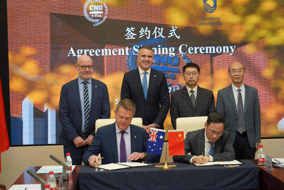 Peter Malinauskas (@pmalinauskasmp) on Twitter photo First day in China accompanying Professor <a href="/colinstirling/">Colin Stirling</a>, VC of <a href="/Flinders/">Flinders University</a> and SA’s delegation, singing an important MoU with top Chinese University, Capital Normal University - to expand existing collaboration & attraction of high academic quality students to Flinders University. First day in China accompanying Professor <a href="/colinstirling/">Colin Stirling</a>, VC of <a href="/Flinders/">Flinders University</a> and SA’s delegation, singing an important MoU with top Chinese University, Capital Normal University - to expand existing collaboration & attraction of high academic quality students to Flinders University.