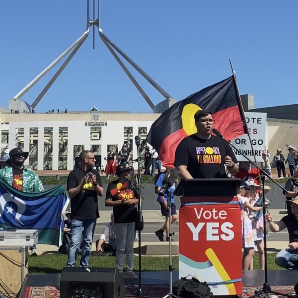 Today I walked for yes, alongside over 5000 other people in Canberra! What a turnout for the cause!! Australia is ready to #VoteYes!!!❤️‍🔥 #historyiscalling #ulurustatement #voicetoparliament