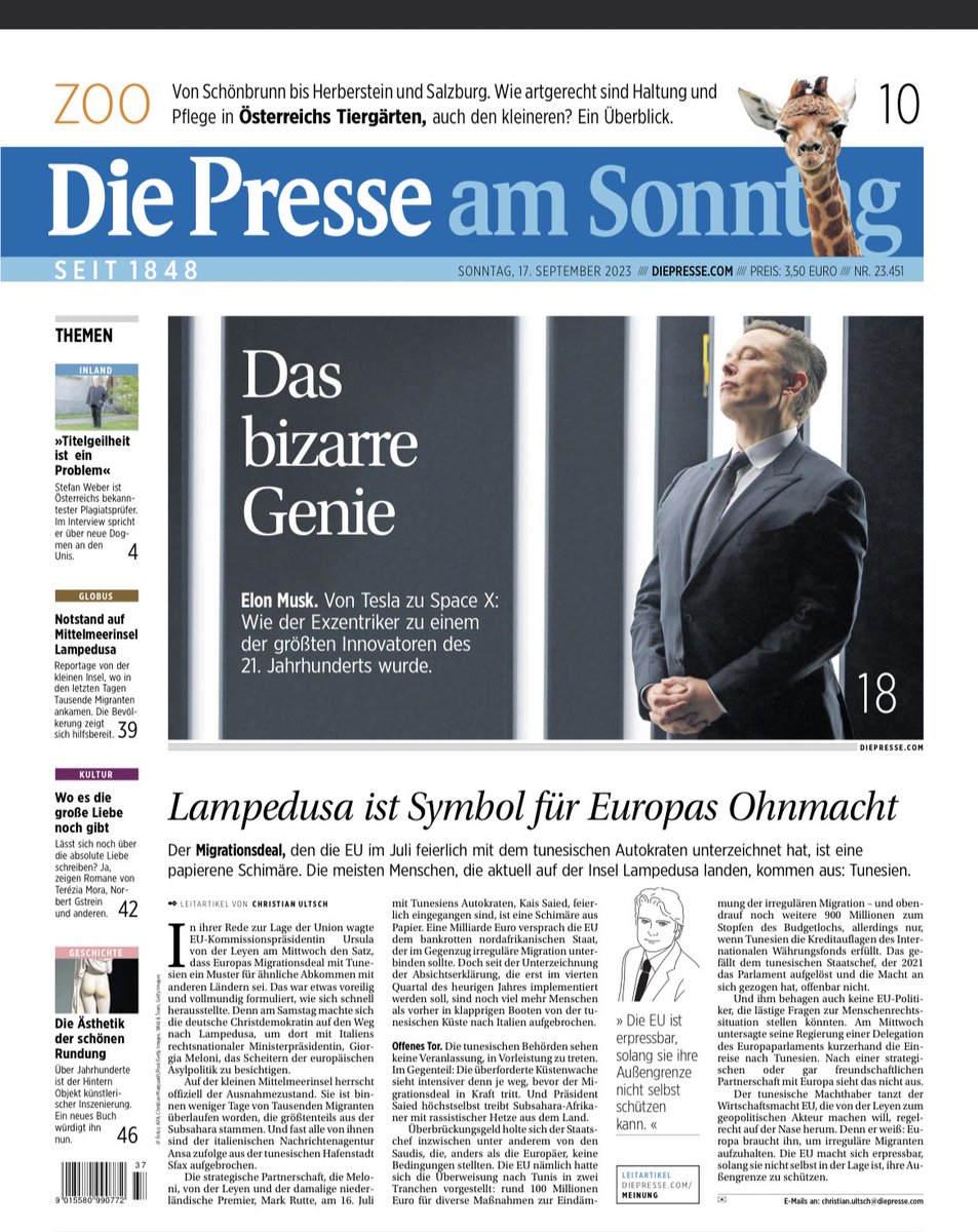 'Nach der letzten der 832 Seiten umfassenden Musk-Biografie ist eines sicher: Für Musk will man nicht arbeiten.' - aus der Coverstory von Norbert Rief über @elonmusk und die neue Biografie über ihn.