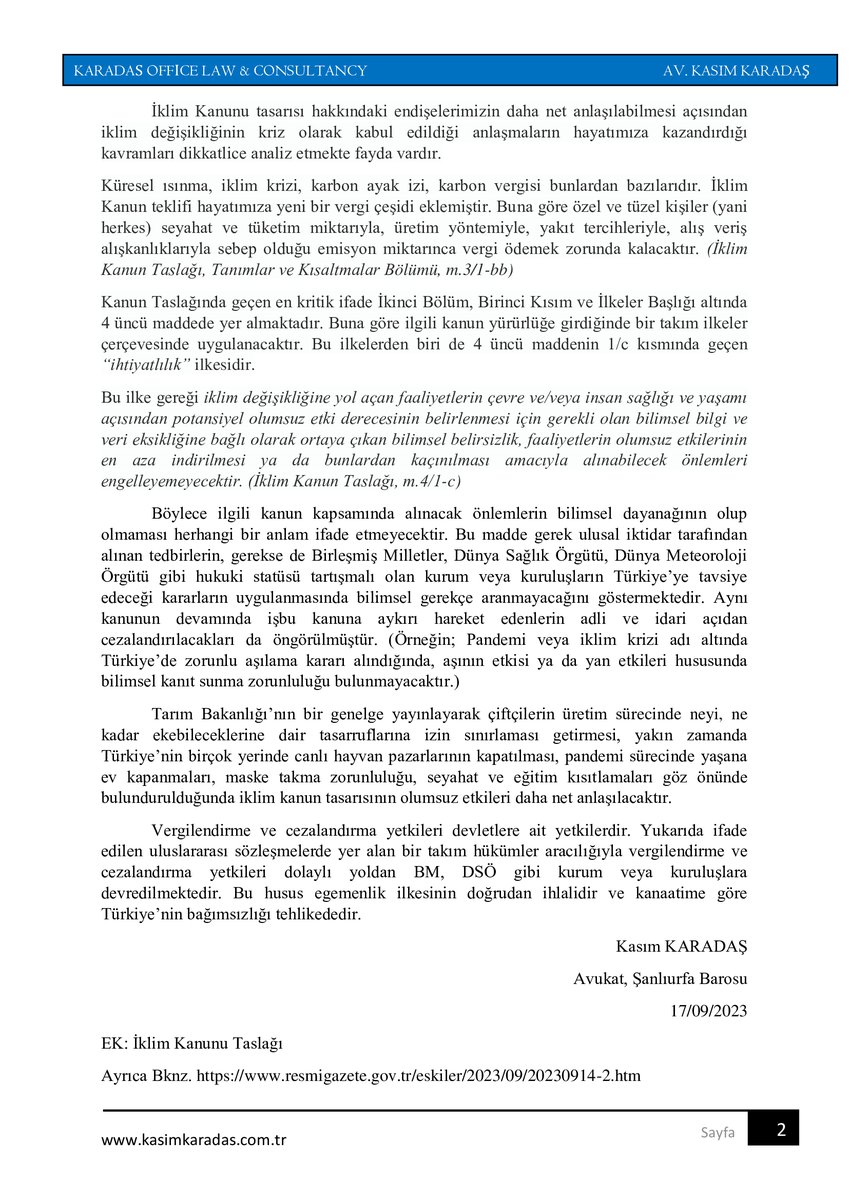 kasimkaradas's tweet photo. İklim Kanunu Teklifi, Tarım ve Hayvancılığın izne tabi tutulduğu yönetmelik ve pandemi adı altında yürütülen sürecin hukuki değerlendirmesini 2 sayfalık rapor ve ekleri şeklinde Saadet Partisi Genel Merkezi'mizle paylaştım.

Konuya gereken hassasiyeti göstereceklerine inanıyorum. https://t.co/JuhROm1fhd