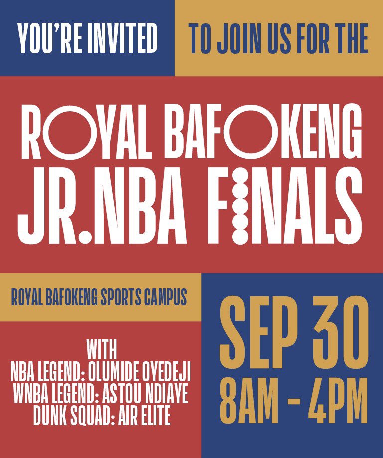 Hoop fans in 🇿🇦mark your 📅 We're two weeks away from the biggest and loudest Jr NBA Finals on the continent. Get ready for an action packed weekend featuring former NBA players and the much loved @airelite #JrNBA #NBAAfrica
