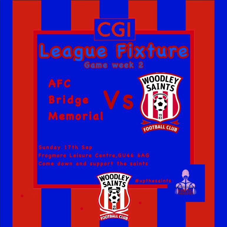 MATCH DAY! After last weeks win, the boys are looking to make it back to back wins. A new test from AFC Bridge Memorial will hopefully bring a tightly contested game. Come down and support the boys. #UpTheSaints