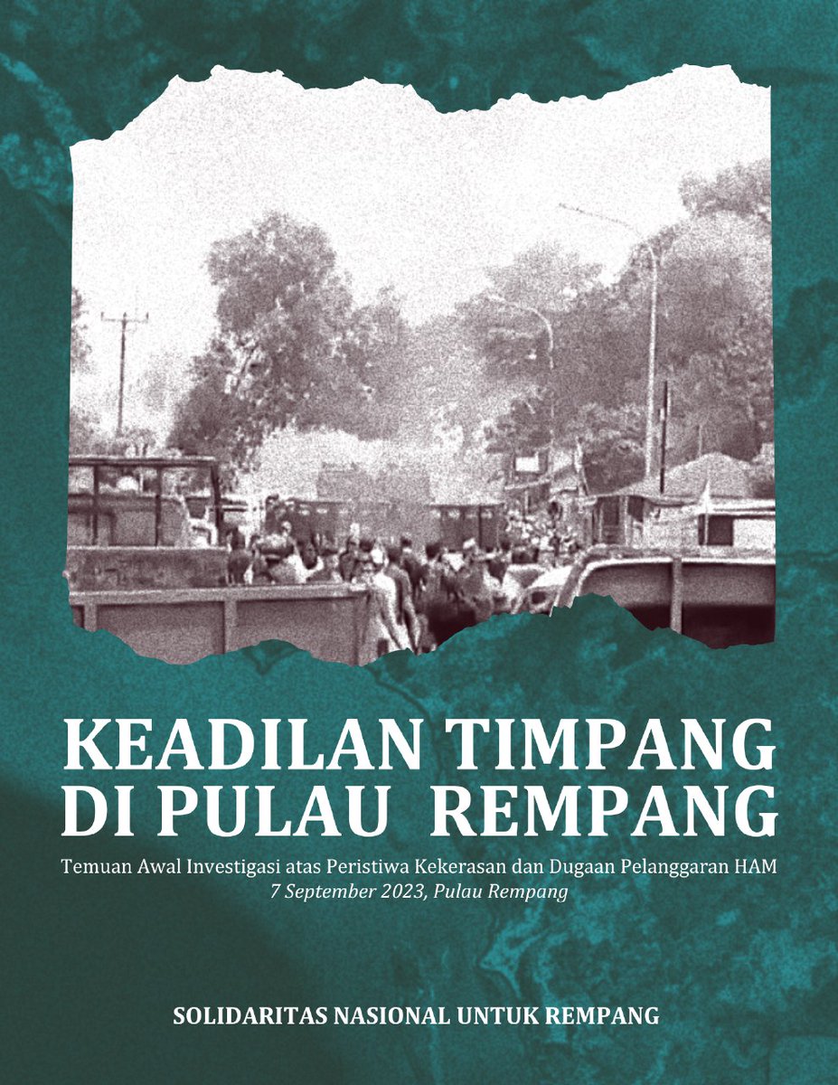 Laporan temuan awal investigasi Solidaritas Naaional Untuk Rempang bisa diunduh di kontras.org/wp-content/upl… 

Sila akses &amp; sebarluaskan 🙌
#SaveRempang