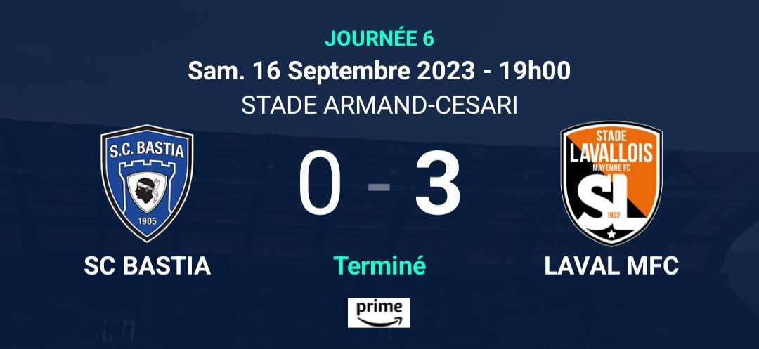 RÉSULTATS J6 - Bastia 0-3 Laval
#Ligue2 #SCBLAVAL