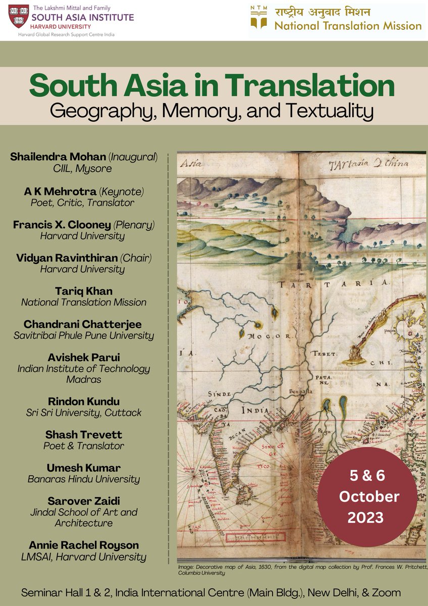 MittalInstitute's tweet photo. REGISTER NOW! https://t.co/eB3h27s3ET
The Mittal Institute at Harvard University, in collaboration with the National Translation Mission, CIIL, Mysore, invites you to a conference on 'South Asia in Translation: Geography, Memory, and Textuality'. https://t.co/bo3yu1tvEw