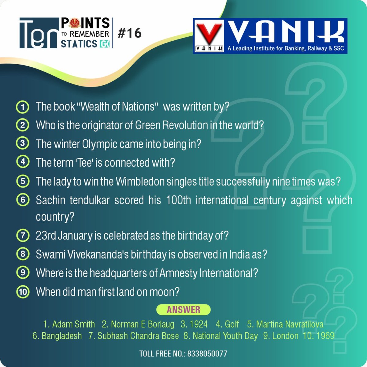 VanikEducation's tweet photo. Ten Points To Remember #STATICS_GK
.
.
🧠Daily Interesting 10 points to Remember
📚General knowledge. Learn something new
👇We are Here to make you smart.
🔄Share with your friends..
#Vanik promotes quality #Education4All
#top10points #knowledge #gk #gkknowledge #staticsgk https://t.co/eEYhgKSqSc