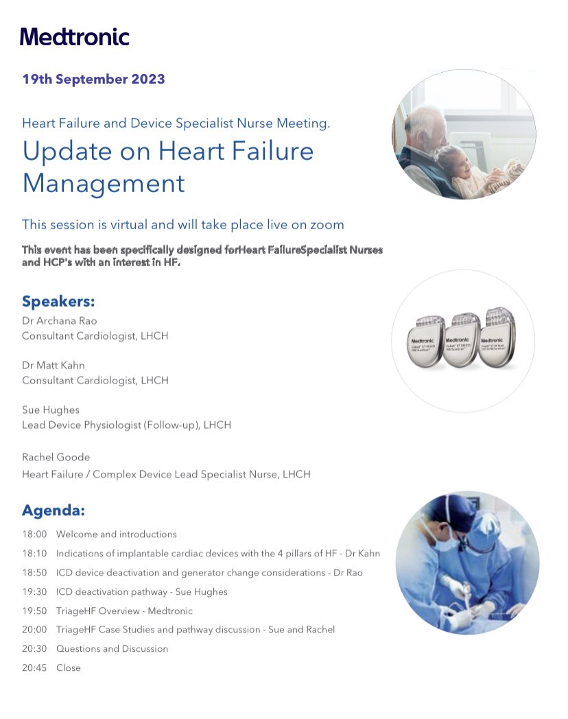 Looking forward to this webinar with @cardiologyMCR Sue Hughes Archie Rao from @LHCHFT with @MedtronicUK . Was a successful interactive session when we last ran it, register here free Session #HF #HFSN medtronicacademy.com/en-xd/event/up…