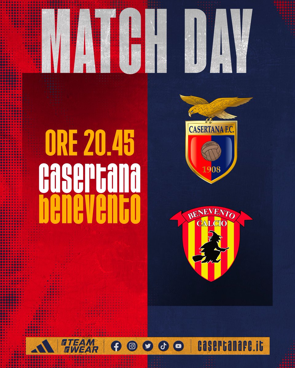 CasertanaFC's tweet photo. #MATCHDAY
E' il giorno del nostro esordio. Del nostro ritorno in C.
Ore 20.45 calcio d'inizio
#DIRETTA su @SkySport e @NOWTV_It
#CASBEN https://t.co/xXklfvKB48