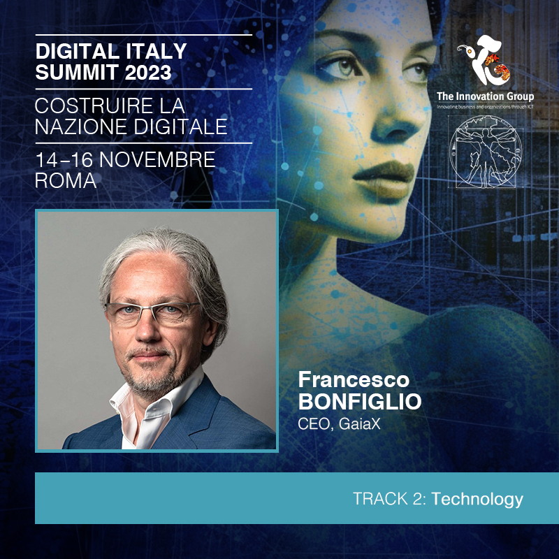 Francesco Bonfiglio, CEO, <a href="/gaiax_aisbl/">Gaia-X Association for Data and Cloud (AISBL)</a>, partecipa al Digital Italy Summit. Interviene alla sessione della Track 2 in cui si approfondirà come le nuove tecnologie trasformano i modelli organizzativi e di business - 15/11, 11.30-17.30, Roma.

👉bit.ly/3snhqgQ

#TIGdigitaly