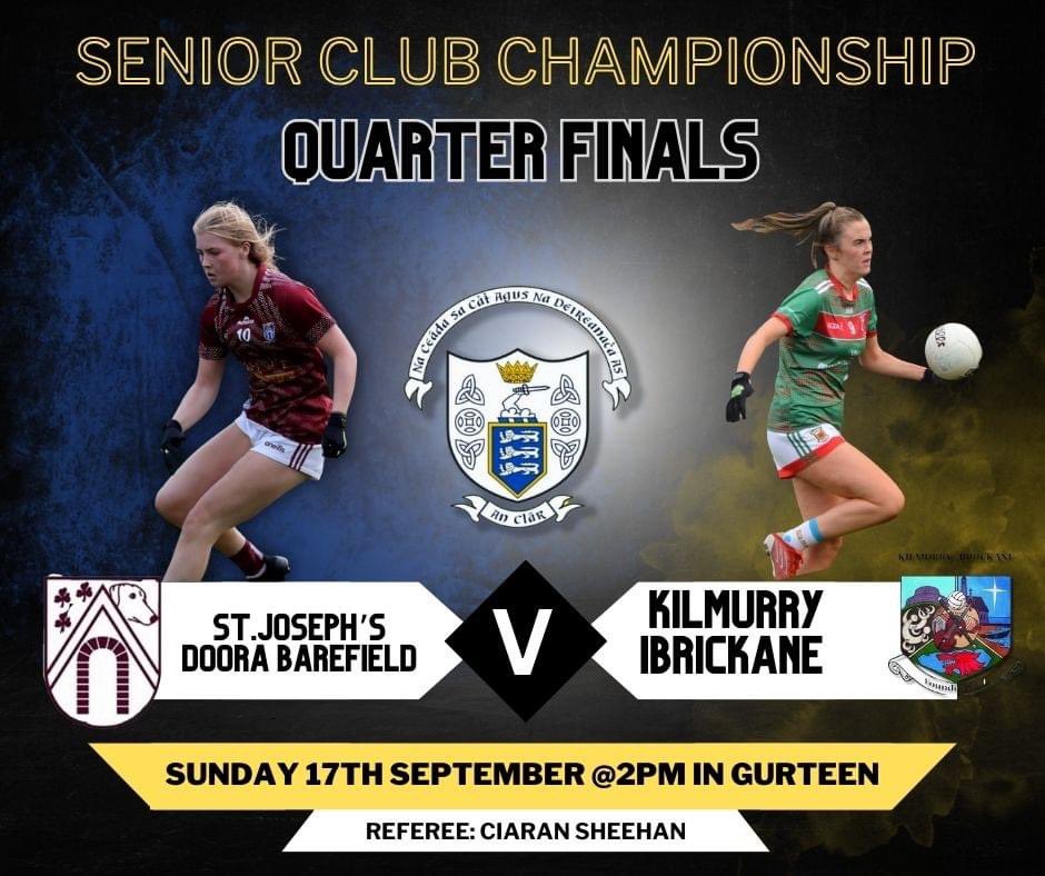 Good luck to our Senior ladies today when the play Doorabarefield in the @Clarelgfa 1/4 Final @2pm in Gurteen. Please come out and show your support. 💚❤️💚❤️ #coysb