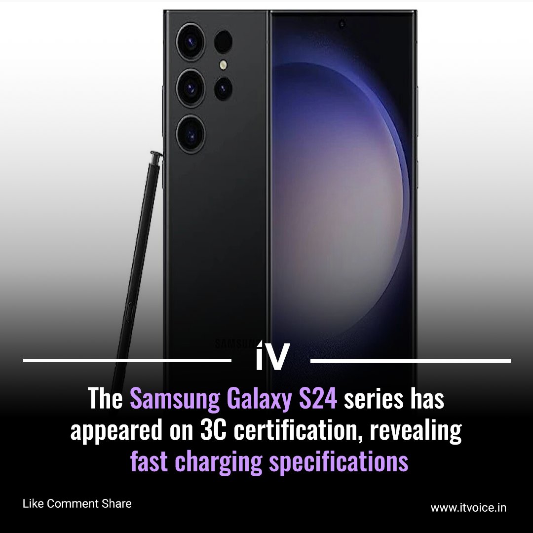itvoice's tweet image. Exciting news from Samsung&apos;s Galaxy S24 series! 🔥

S24: 25W fast charging
S24+ &amp;amp; S24 Ultra: Superfast 45W charging
Storage options up to 512GB (S24 &amp;amp; S24+), a whopping 1TB for the S24 Ultra. 📱💨 #SamsungGalaxyS24 #FastCharging #StorageOptions