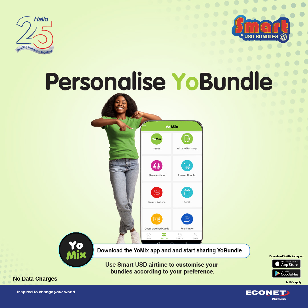 econetzimbabwe's tweet photo. YoMix your choice π
Download & Register on the YoMix App and customise your Smart USD Bundles according to your preference.
#YoData #YoPreference https://t.co/HU0DJX7Twy