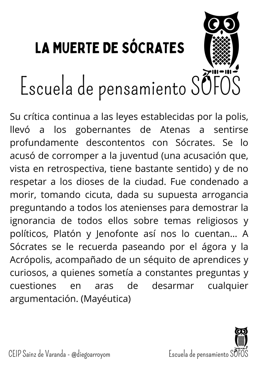 diegoarroyom's tweet photo. 🦉"La muerte de Sócrates", el espíritu crítico en una clase de primaria #SOFOS @juanroyoabenia @quiquesubi @imgende @juandoming @AlfonsoCortesA @profedeprimari @flipped_primary @marcelamomberg @criscarretero1 @MyriamGlezN_ @CotoYcm @carmenpellicer_ @VanRomOni @ocatasus https://t.co/p7YAgfNIBD