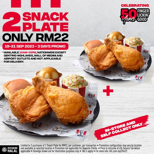 KFC 2 SNACK PLATE FOR RM22 Promo