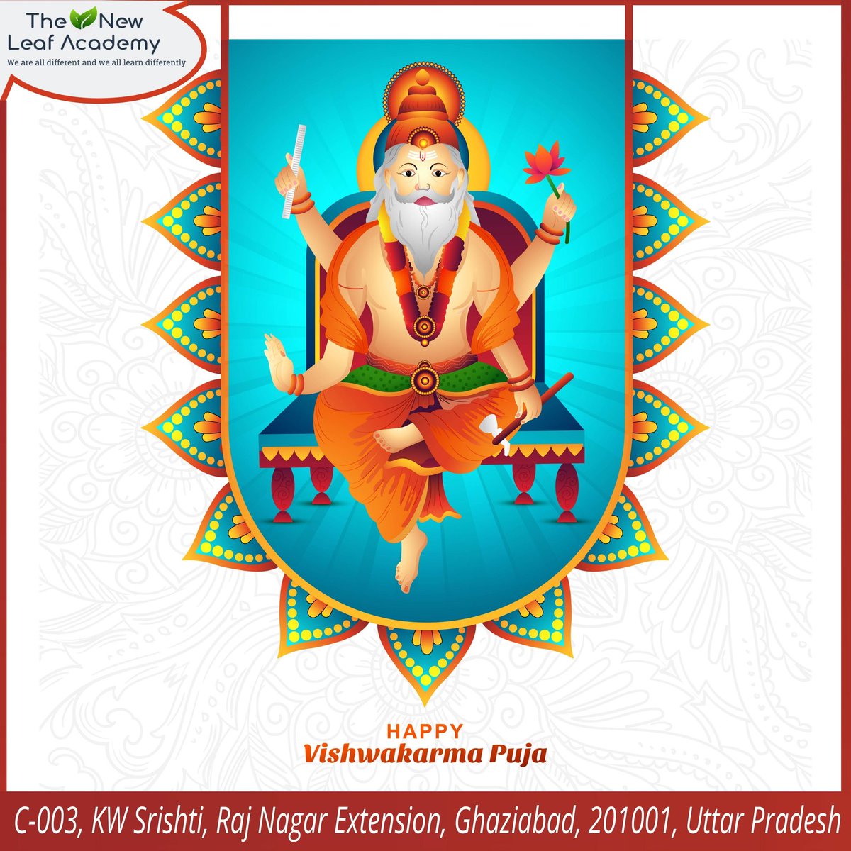 '🙏 Celebrating Vishwakarma Puja, a day to honor the divine architect! 🏗️ May Lord Vishwakarma's blessings guide us in our creative endeavors and craftsmanship. 🌟 #VishwakarmaPuja #DivineArchitect #Blessings