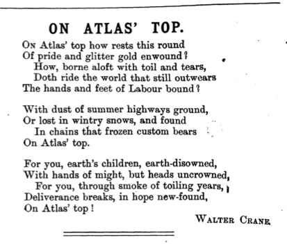 WMCommonweal's tweet photo. "On Atlas' Top"
Predominately known for his illustrations, cartoons, and work in the Arts &amp; Crafts Movement, Walter Crane also wrote poetry.
Commonweal 3.88 (17 Sept, 1887) https://t.co/wG00Egqjqb