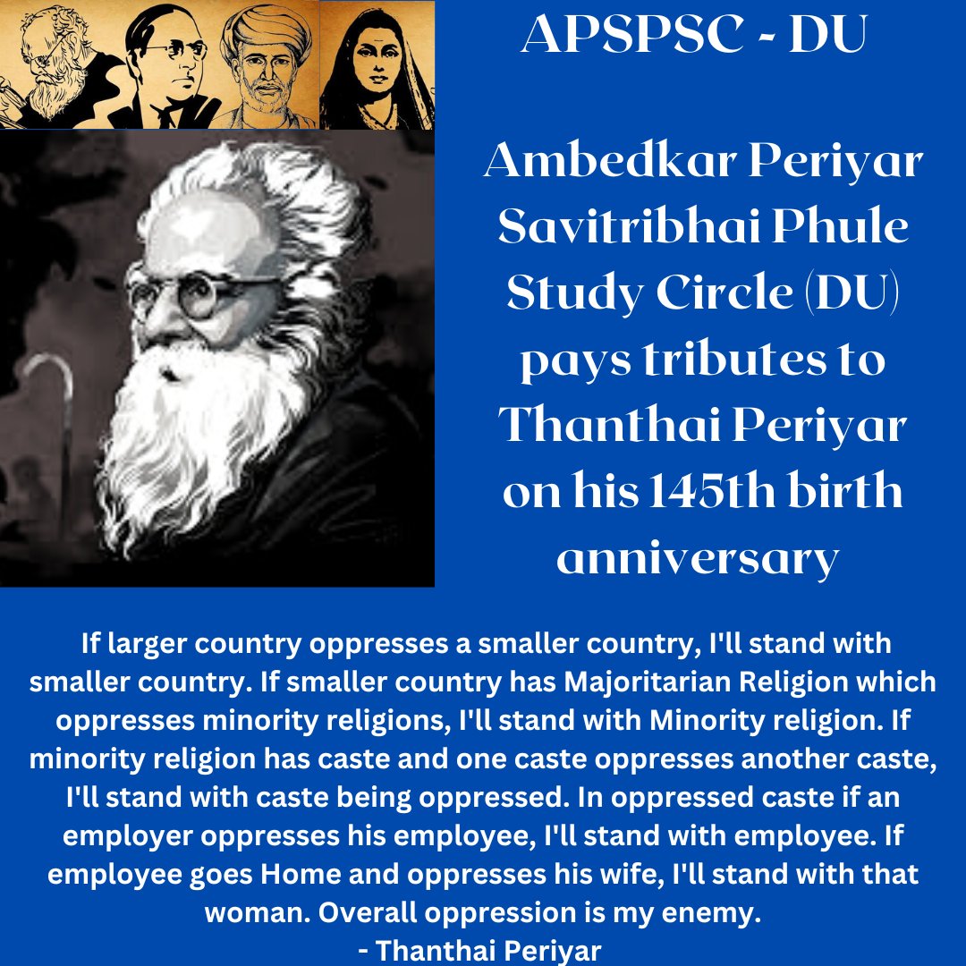 APSP4DU's tweet photo. APSPSC-DU pays tributes to Thanthai Periyar on his 145th birth anniversary
#Periyar #Periyar145 #PeriyarBirthday #Jaibhim https://t.co/fRLby2X5VC