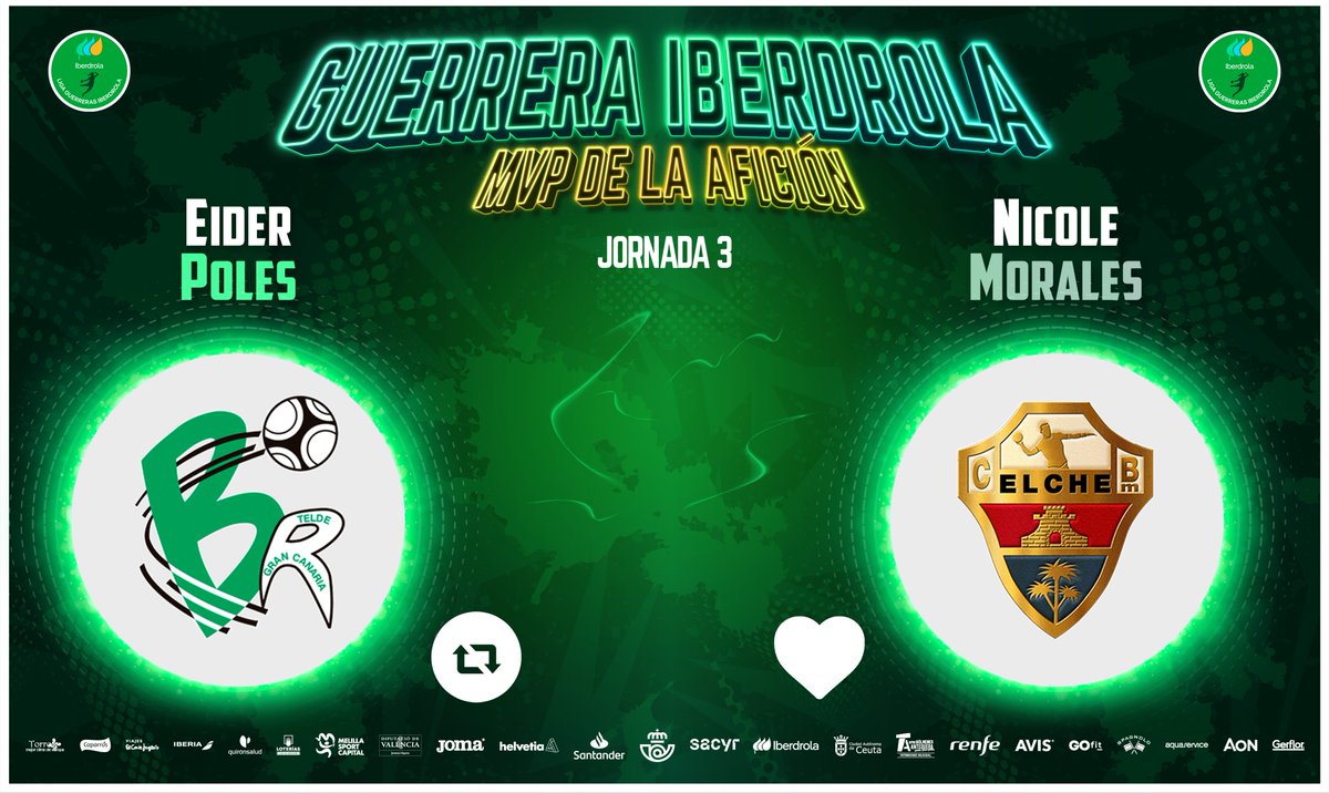 Liga Guerreras Iberdrola (@iberdroladhf) on Twitter photo ⭐️#GuerreraIberdrola - Jornada 3
🆚 <a href="/BMRemudas/">Rocasa Gran Canaria</a> : <a href="/cbm_elche/">Atticgo Balonmano Elche</a>
♻️ RT: Eider Poles
❤️ Me gusta: <a href="/nicole11morales/">Nicole✨</a> ⭐️#GuerreraIberdrola - Jornada 3
🆚 <a href="/BMRemudas/">Rocasa Gran Canaria</a> : <a href="/cbm_elche/">Atticgo Balonmano Elche</a>
♻️ RT: Eider Poles
❤️ Me gusta: <a href="/nicole11morales/">Nicole✨</a>