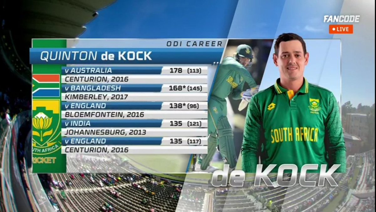 Quinton de Kock's batting brilliance is a sight to behold! 🔥 Whether it's his elegant drives or explosive strokes, he's a true cricketing gem. #SAvsAUS #AUSvs #Johannesburg