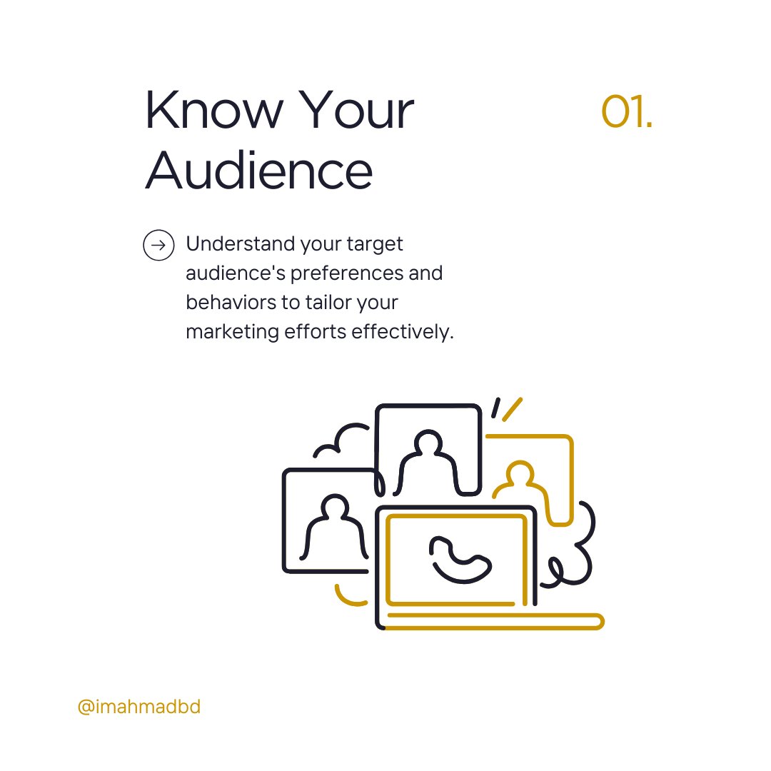 Know your audience,

Understand the preferences and behaviors of your target audience to effectively tailor your marketing efforts.

#audience #AudienceParticipation #AudienceOfOne #audienceplug #audiences #audiencesegmentation #audiencesegments  #imahmadbd