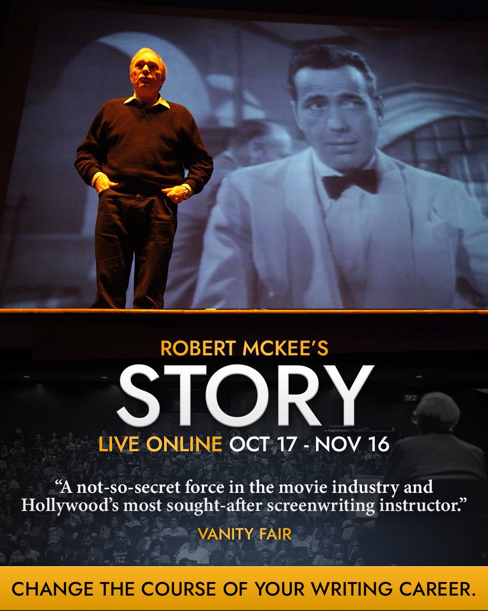 Join Robert McKee online this October for the legendary STORY Seminar: t.mckeestory.com/story. This 30-hour "rite of passage for writers" offers you an unparalleled education in the substance, structure and style of storytelling. #story #storytelling #writing #screenwriting