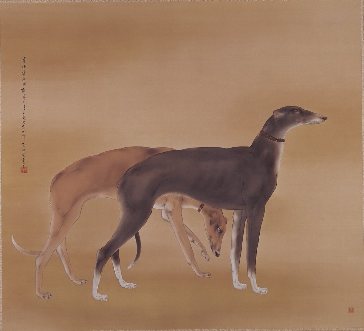 橋本関雪によって1936年に描かれた《唐犬》は、大阪市立美術館の収蔵品