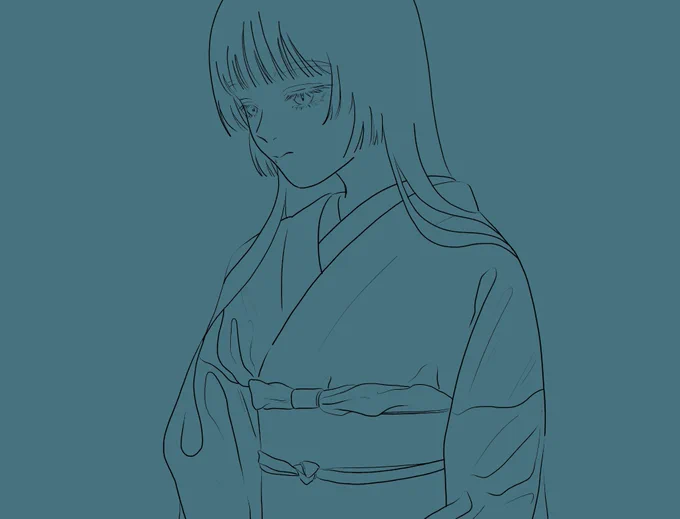 お着物描くの楽しい 