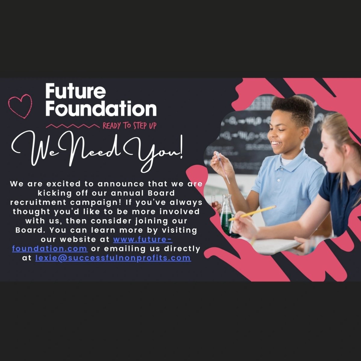 Future Foundation (@futurefndation) on Twitter photo Today, we had PSA announcement on WIGO Radio 1570 regarding <a href="/FutureFndation/">Future Foundation</a>
We are kicking off our annual Board recruitment campaign, and we need your support to find our next class of dynamic Board members!
For more information, go to Future-foundation.com Today, we had PSA announcement on WIGO Radio 1570 regarding <a href="/FutureFndation/">Future Foundation</a>
We are kicking off our annual Board recruitment campaign, and we need your support to find our next class of dynamic Board members!
For more information, go to Future-foundation.com
