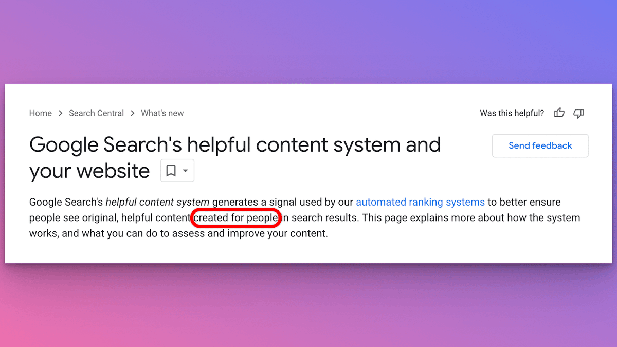 seostratega's tweet photo. Un detalle de esta actualización de contenido útil que se está destacando poco. 

Google ha eliminado de su guía sobre el sistema de contenio útil la necesidad de que el contenido esté "escrito por personas", que antes sí nombraba específicamente como requisito. 

Han reducido la expresión "escrito por y para personas" a sólo "creado para personas". 

¿Por qué hace Google este cambio? Como ya he escrito varias veces, desde mediados del 2022 su postura oficial sobre el contenido generado por IA es que, si cuenta con la revisión de una persona conocedora del tema y el resultado final es útil y aporta valor al usuario, no hay problema de cara a rankings.

Otra cosa sería cuando el output no tiene una calidad mínima o no se somete a revisión humana.

En otras palabras, no están en contra de la IA como herramienta, están en contra del contenido sin calidad y que no aporta valor, esté escrito con o sin herramientas de IA.

De todo esto (y del caso Outlook India, importante para entender este nuevo Helpful Content Update) hablo en mi último post: https://t.co/AhuUNAHvmV