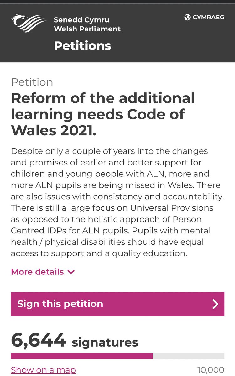 Why am I fighting for the thousands of ALN children who have lost educational support? I went through school with #autism, #adhd &amp; #dyslexia without support and I’m still dealing with the trauma that caused me at 24! <a href="/alnreformwales/">ALN Reform Wales</a> 

petitions.senedd.wales/petitions/2454…