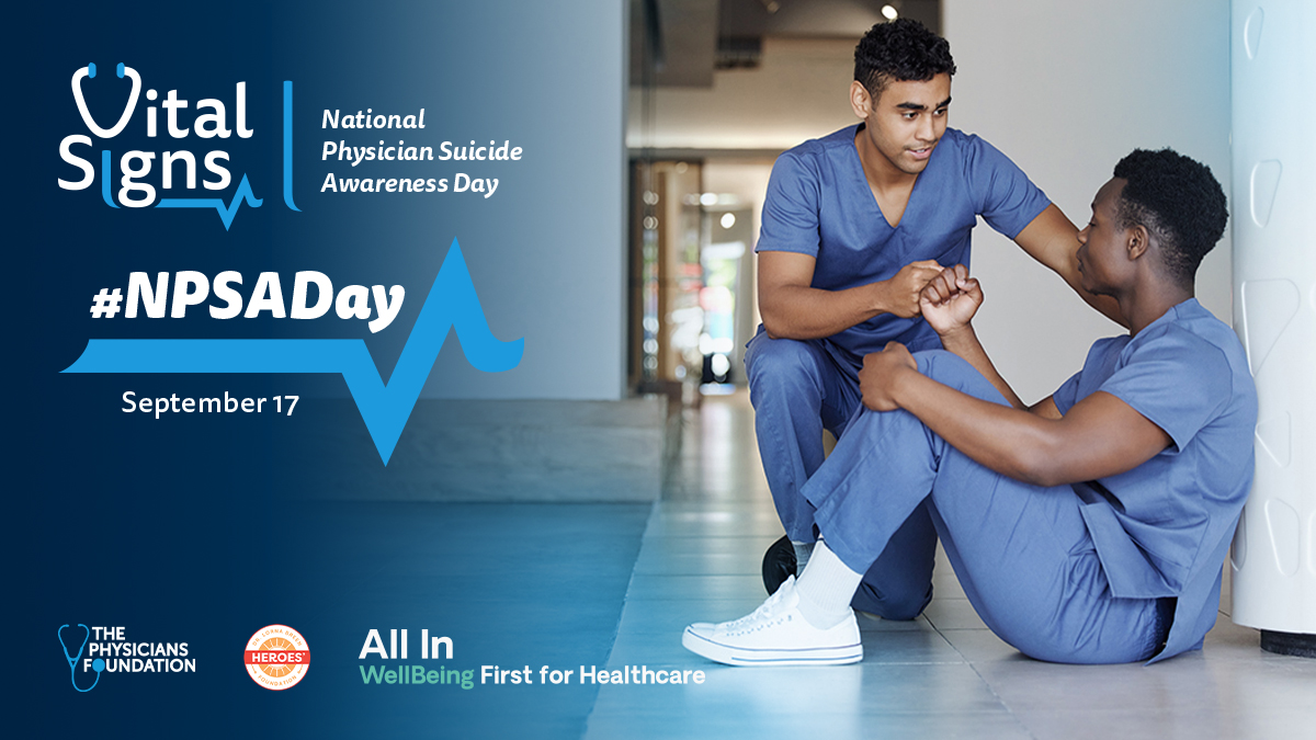 Pediatricians: checking in with your colleagues can be the first step to help support their #MentalHealth. If you or someone you know is considering suicide, call the @physicianline for peer support at 1-888-409-0141 or call/text the Suicide Crisis Lifeline at 988. #NPSADay