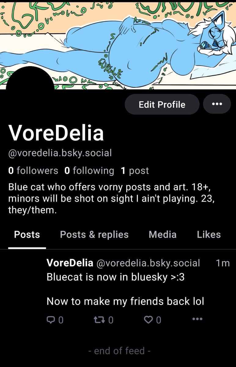 voredelia's tweet photo. With a mighty thank you to @Loleczeq12 I am now on blu💙sky! Feel free to follow me there if you have one, I'll probably try to migrate over there more. I need people to follow there too https://t.co/DmEDh6Grfp