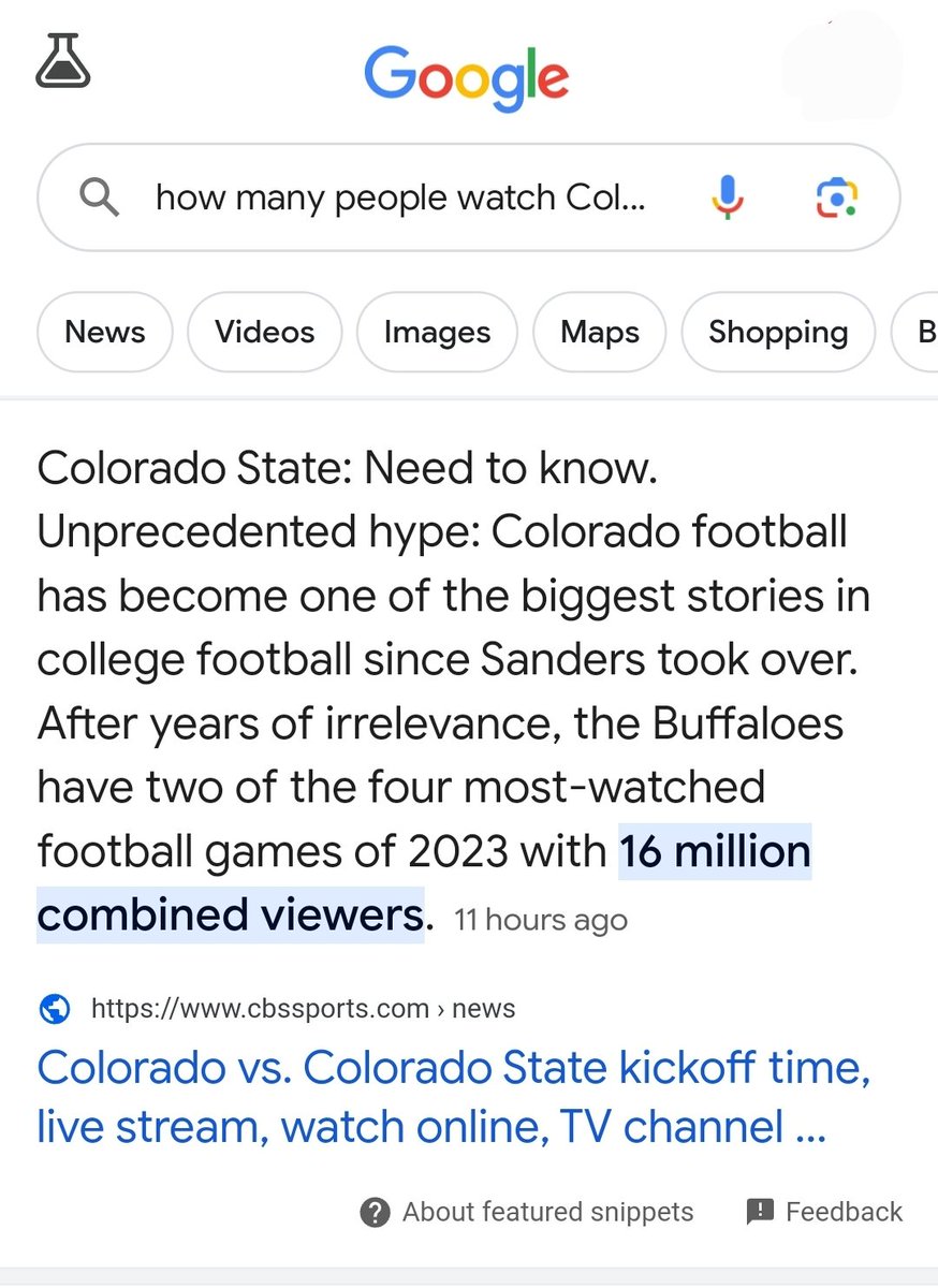 RayViewATL's tweet image. 16 M's tuned in to watch👀 #CSUvsCU &amp;amp; #CoachPrime 😯👌🏾