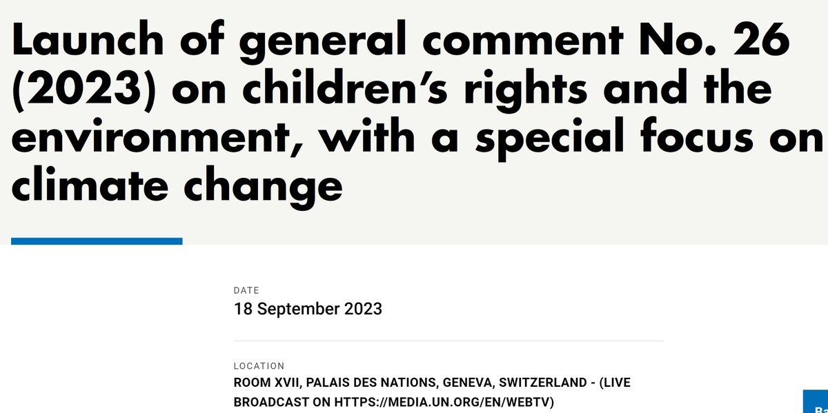Official Launch GC 26 UN Committee on the Rights of the Child #UNCRC 18 September 2023, 11:30 – 13:00 CEST (Live broadcast and archived on media.un.org/en/webtv) Program English ohchr.org/sites/default/… Program en français ohchr.org/sites/default/… Program Espanol