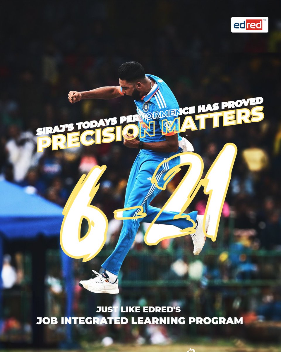 EdredEdtech's tweet photo. Siraj's achievement is 'star'tlingly brilliant like your 'Star'tling future at Edred.

Enroll in our Job Integrated Learning Program Now! 
Limited Seats available.

#cricketerviraj #Siraj #Indiancricket #asiacupfinals #edred #edredofficial #getcertified #getedredified https://t.co/FzunJpmbGm