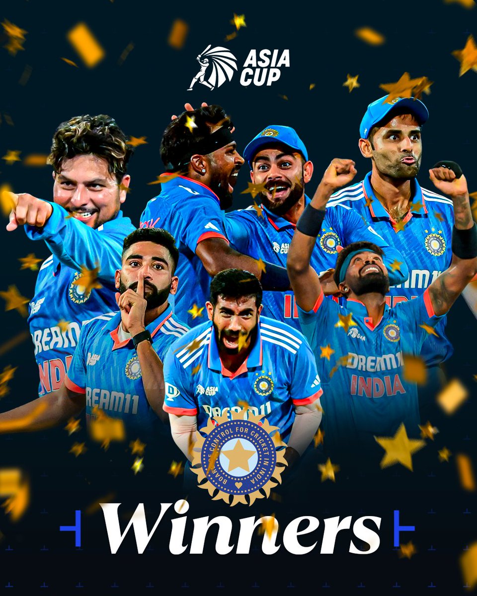 teamindia 🏆 Your hard work, talent, and determination have paid off, making you true champions of the game. 🇮🇳🏏👏 #AsiaCupWinners #CricketGlory' 🥇🎉
#INDvSL #AsiaCupFinals (cricketontnt)