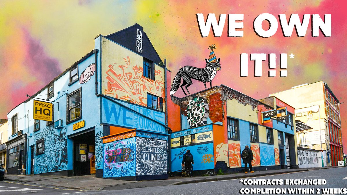 WE DID IT, WE BOUGHT THE PRSC BUILDING!!!!
We exchanged contracts on Friday, so the sale is now legally binding, and will be completed within the next two weeks.

This is the first piece of Stokes Croft that we've put in community ownership through the Stokes Croft Land Trust!