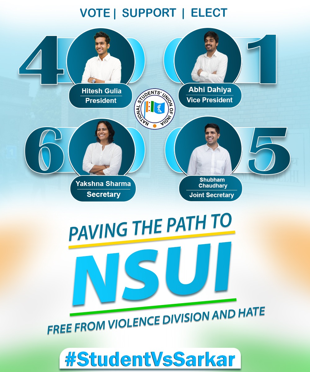 @sharmapriya29 @nsui दिल्ली विश्वविद्यालय छात्र संघ चुनाव में @nsui का पैनल ।#DUSU #DUSU2023