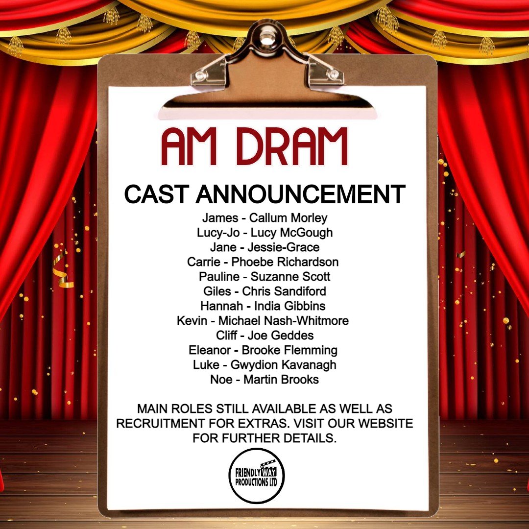 friendlywayprod's tweet photo. We're very excited to announce our cast for the upcoming shoot of the AmDram pilot episode! 🤩🥳🤩 We're so excited to work with this talented bunch in November. https://t.co/E2MQs0V97y