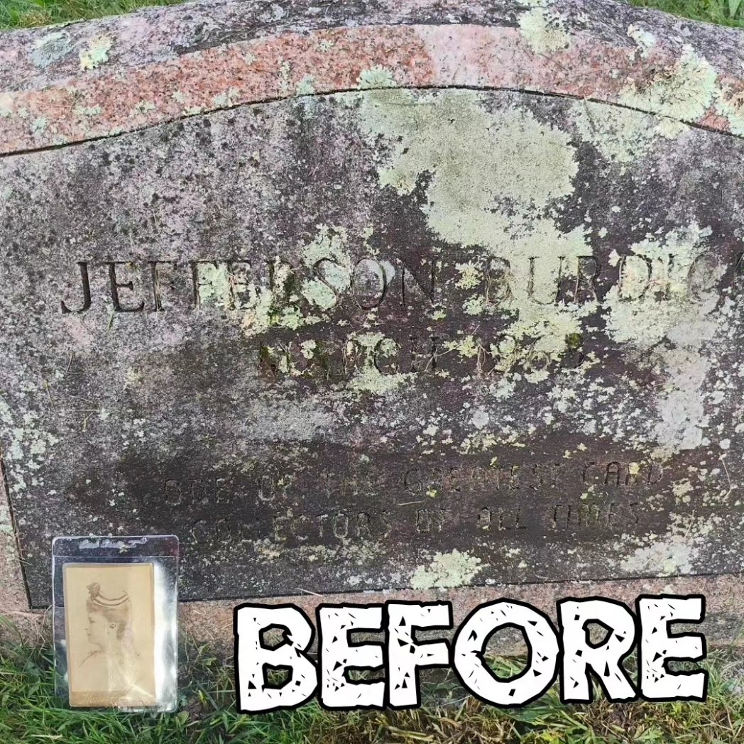 Sportscardnati1's tweet photo. I strive to be a good steward of the hobby, all day when I got home yesterday a voice told me to go back and make it better/right. This morning I went back and cleaned the headstone as best I could, I think I'm going to be the "custodian" of this as I don't believe anyone else is doing so.   #RespectThePast #BeASteward #thehobby