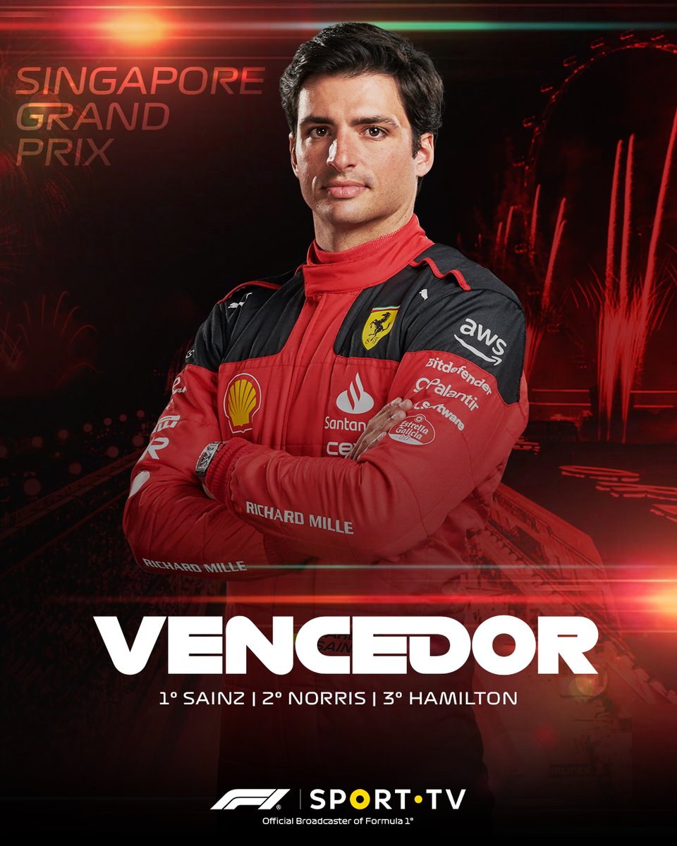 SMOOTH OPERATORRRR 🌶️

<a href="/Carlossainz55/">Carlos Sainz</a> vence pela 2ª vez na carreira, e acaba com a sequência de vitórias de Max e da Red Bull! 👏

#sporttvportugal #F1naSPORTTV #F1 #SingaporeGP #CarlosSainz #ScuderiaFerrari